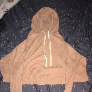 Cropped blush pink hooded sweater